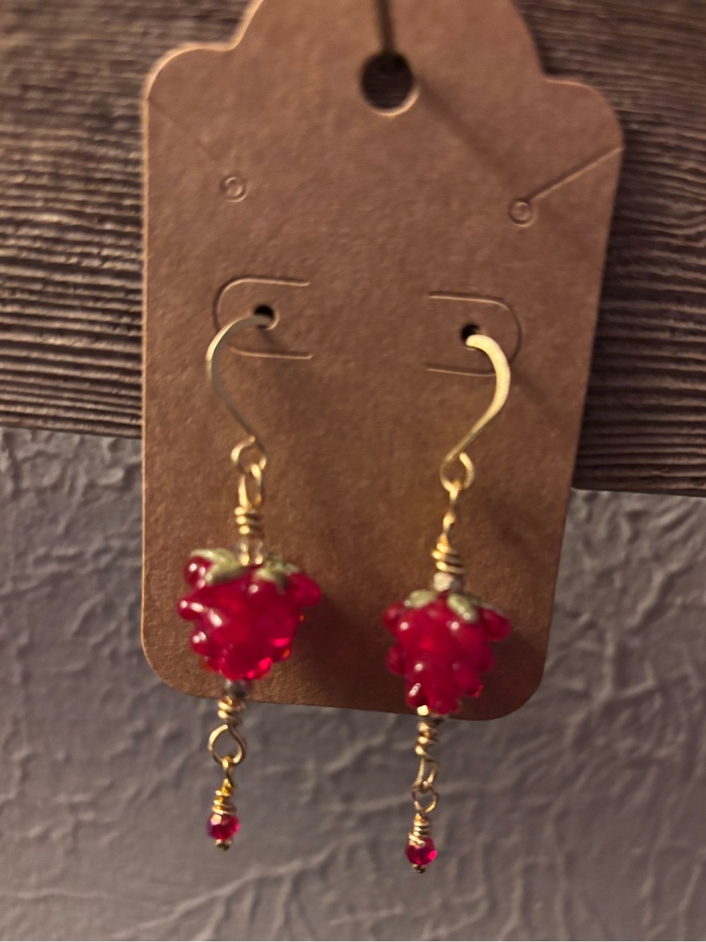 Gold-Tone raspberry Drop Earrings